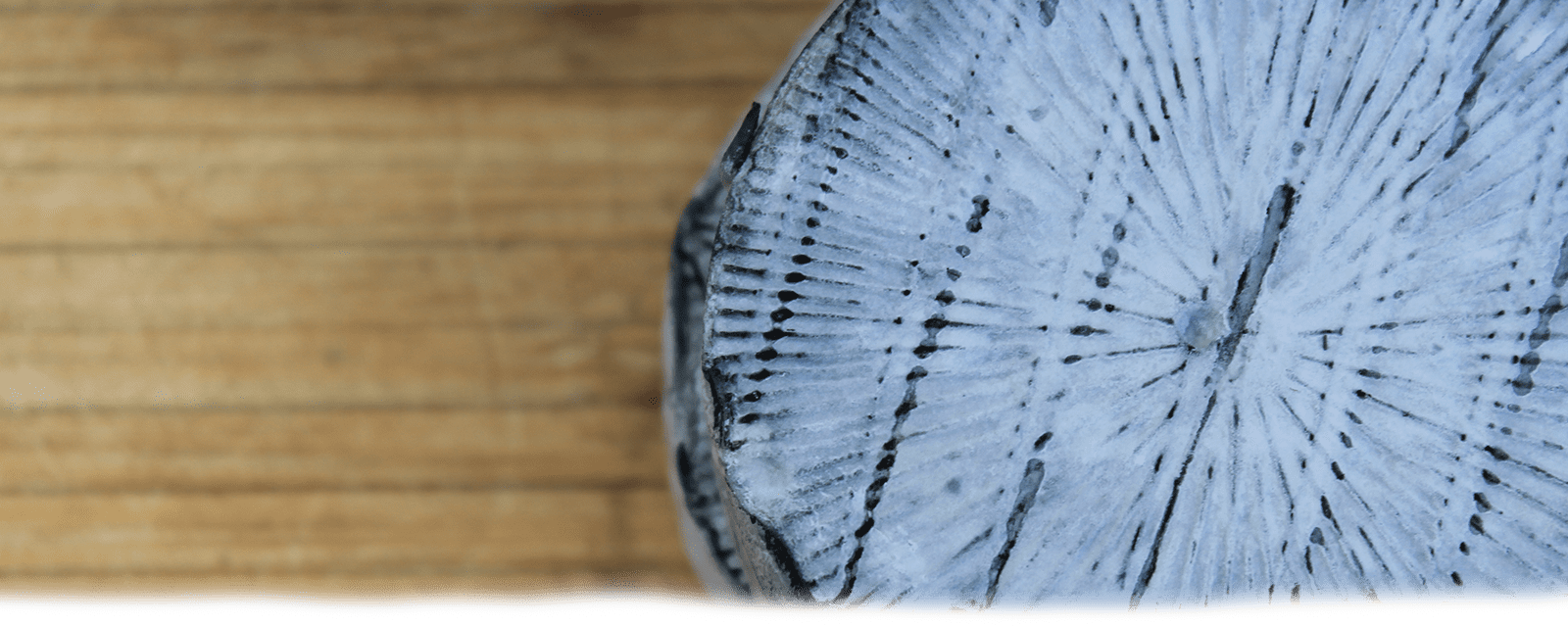 Top-down view of MouCo Ashley showing its dark rind and creamy interior, with subtle lighting that highlights its rich texture.