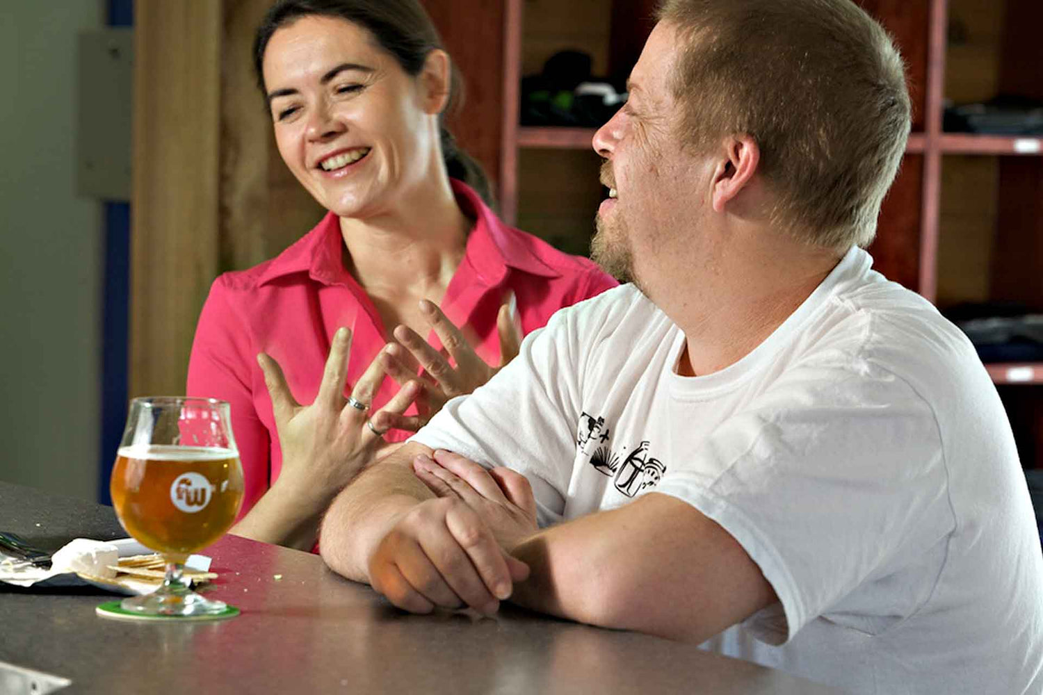 Our History: Birgit and Robert share a laugh at Funkwerks—moments like these helped shape the spirit behind MouCo.