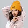 Gold Beanie with Embroidered MouCo Cheese Love Logo