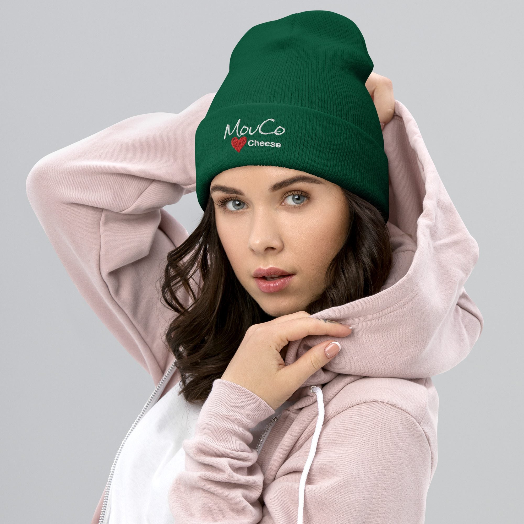 Spruce Beanie with Embroidered MouCo Cheese Love Logo
