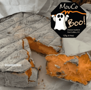 MouCo Boo cheese advertisement with label