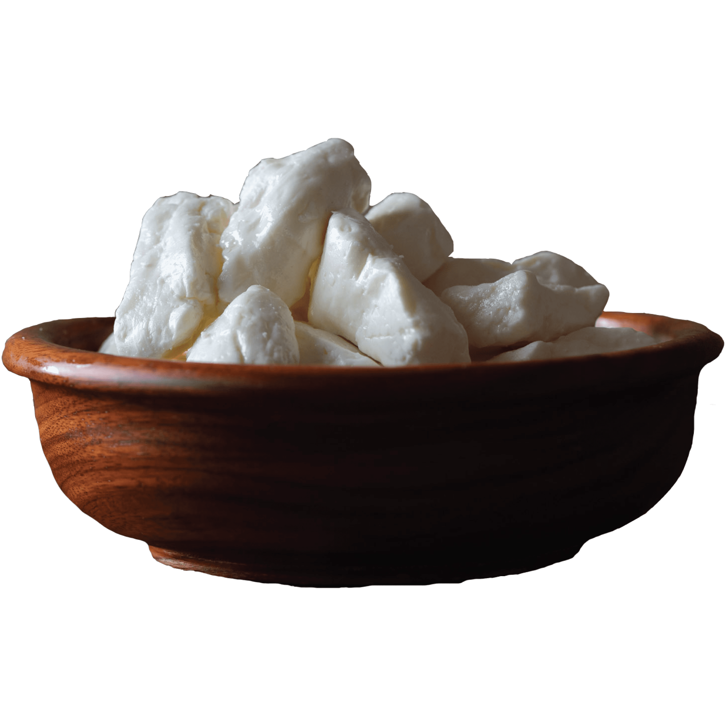 MouCo cheese curds in a wooden bowl.