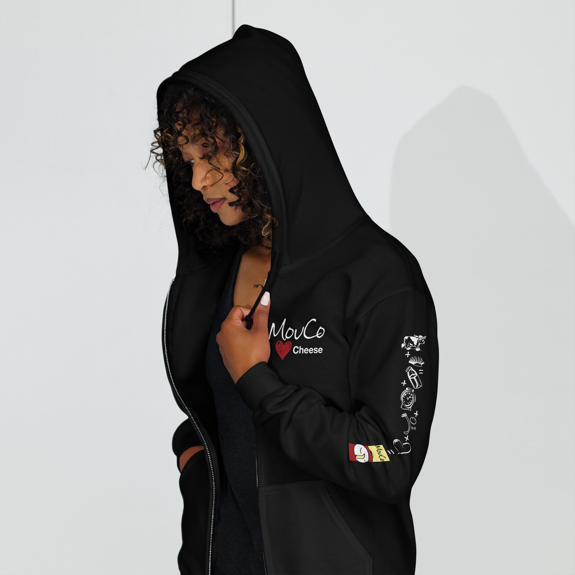 MouCo Cheese Zip Hoodie - Black