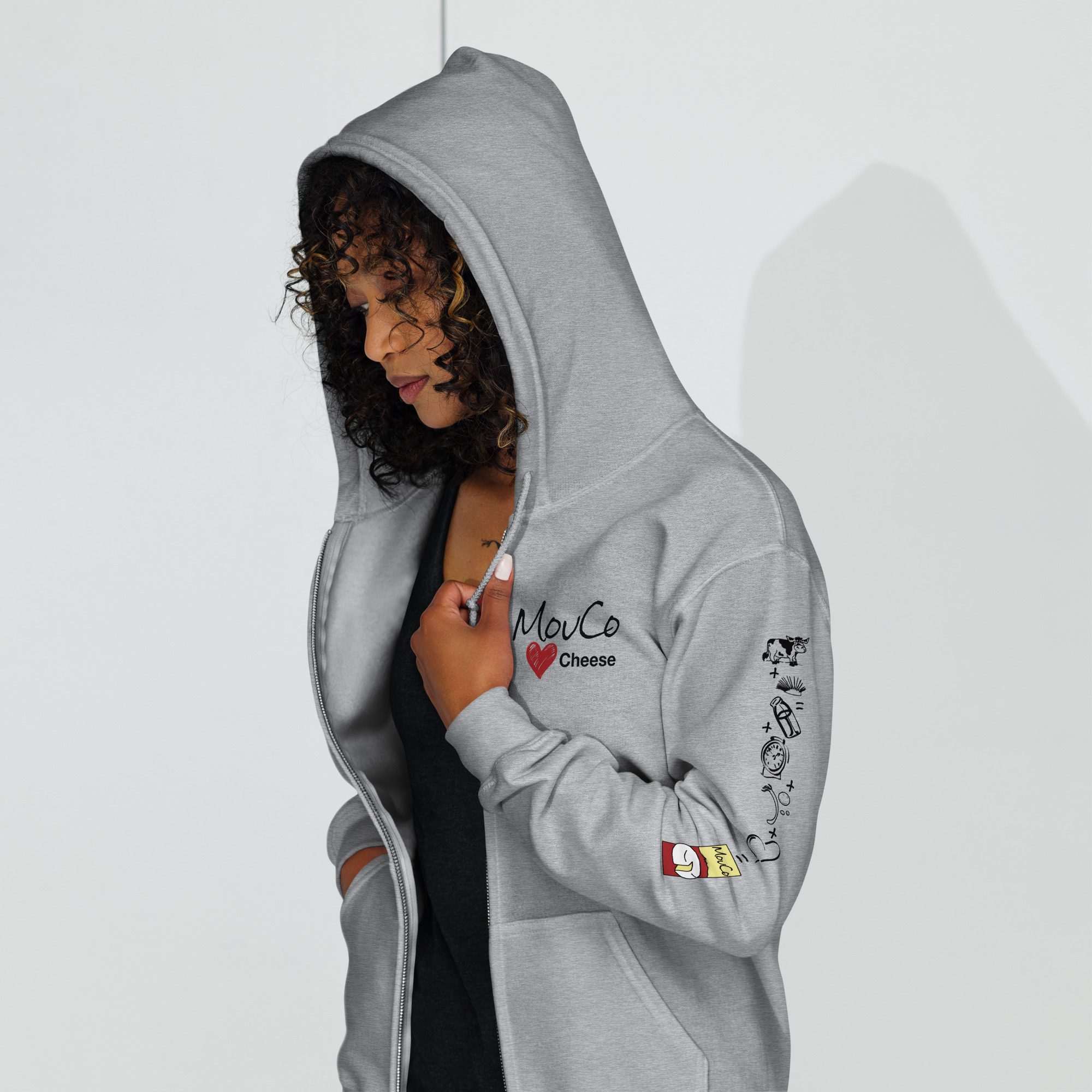 MouCo Cheese Zip Hoodie - Grey