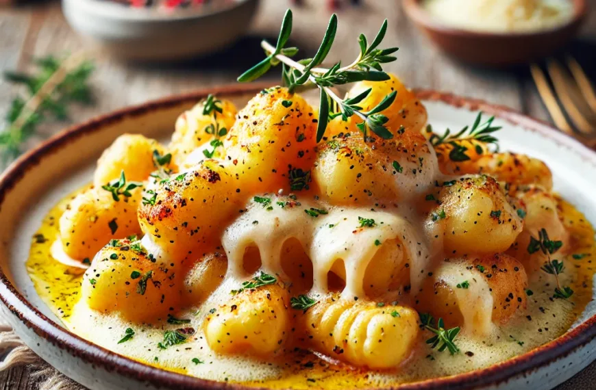 MouCo ColoRouge Gnocchi with Melted Cheese and Fresh Herbs